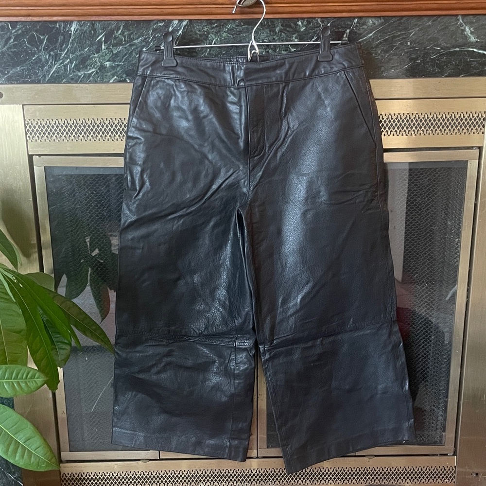 Cropped Black Leather Pants